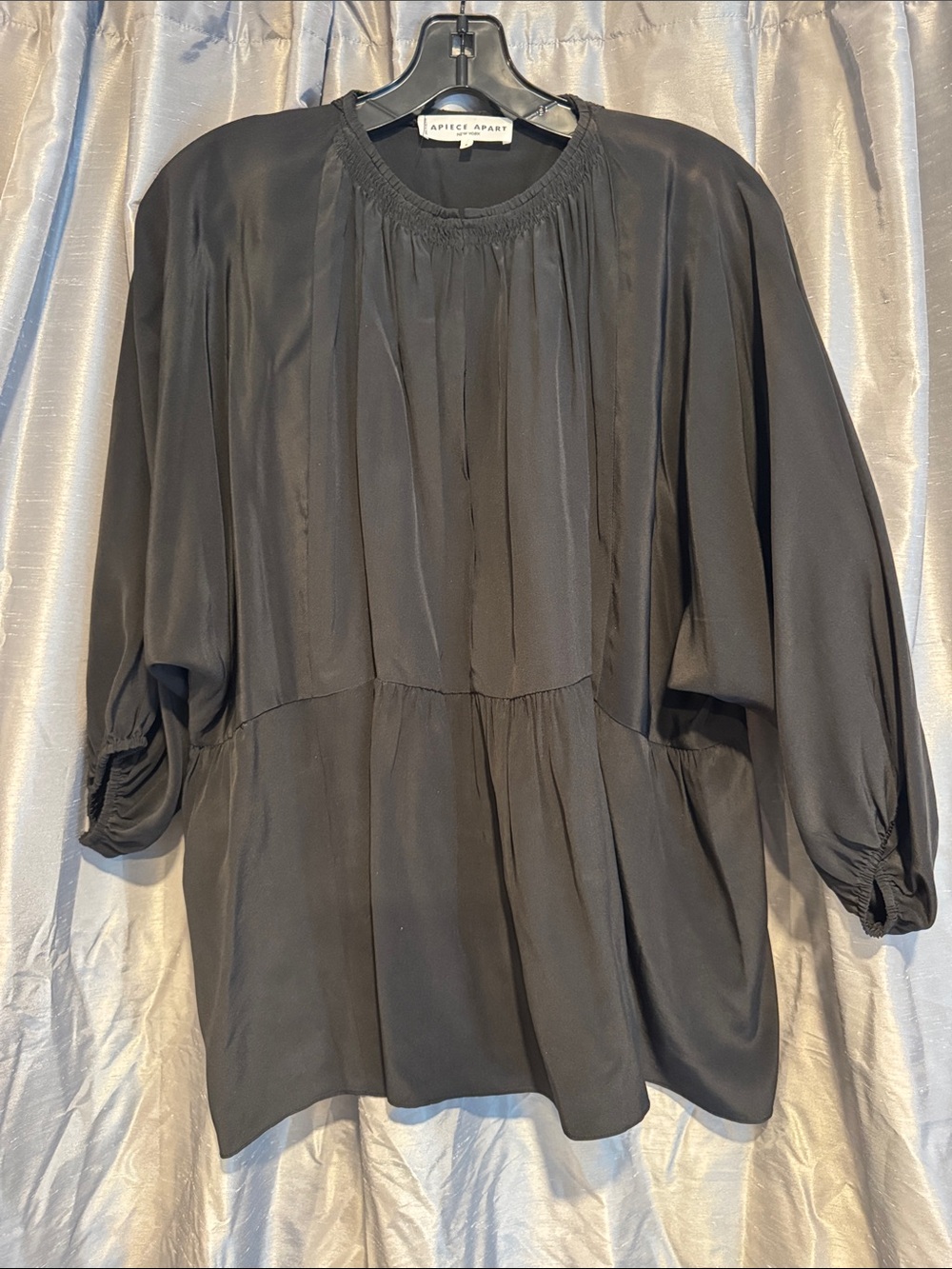 Apiece Apart Black Silk Peasant Top size Medium